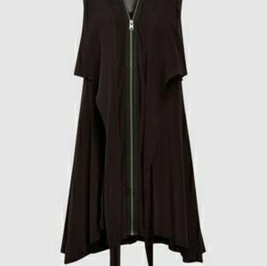All Saints Jayda Silk Zipper Dress, Black (M)